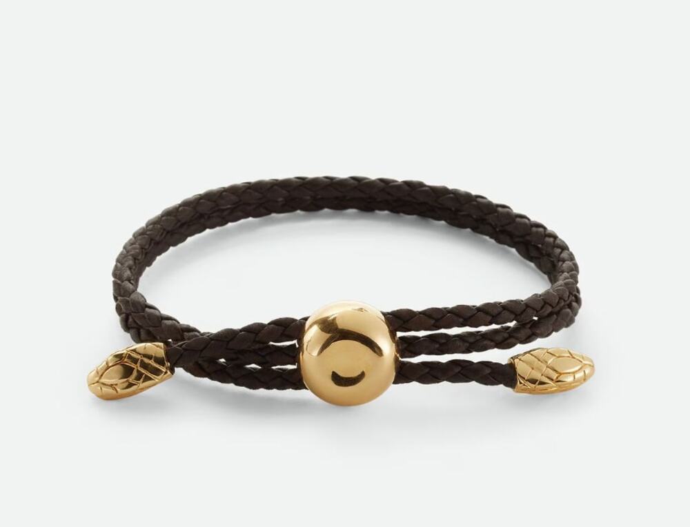 Bottega Veneta Womens Adam Leather Wrap Bracelet Fondant Brown